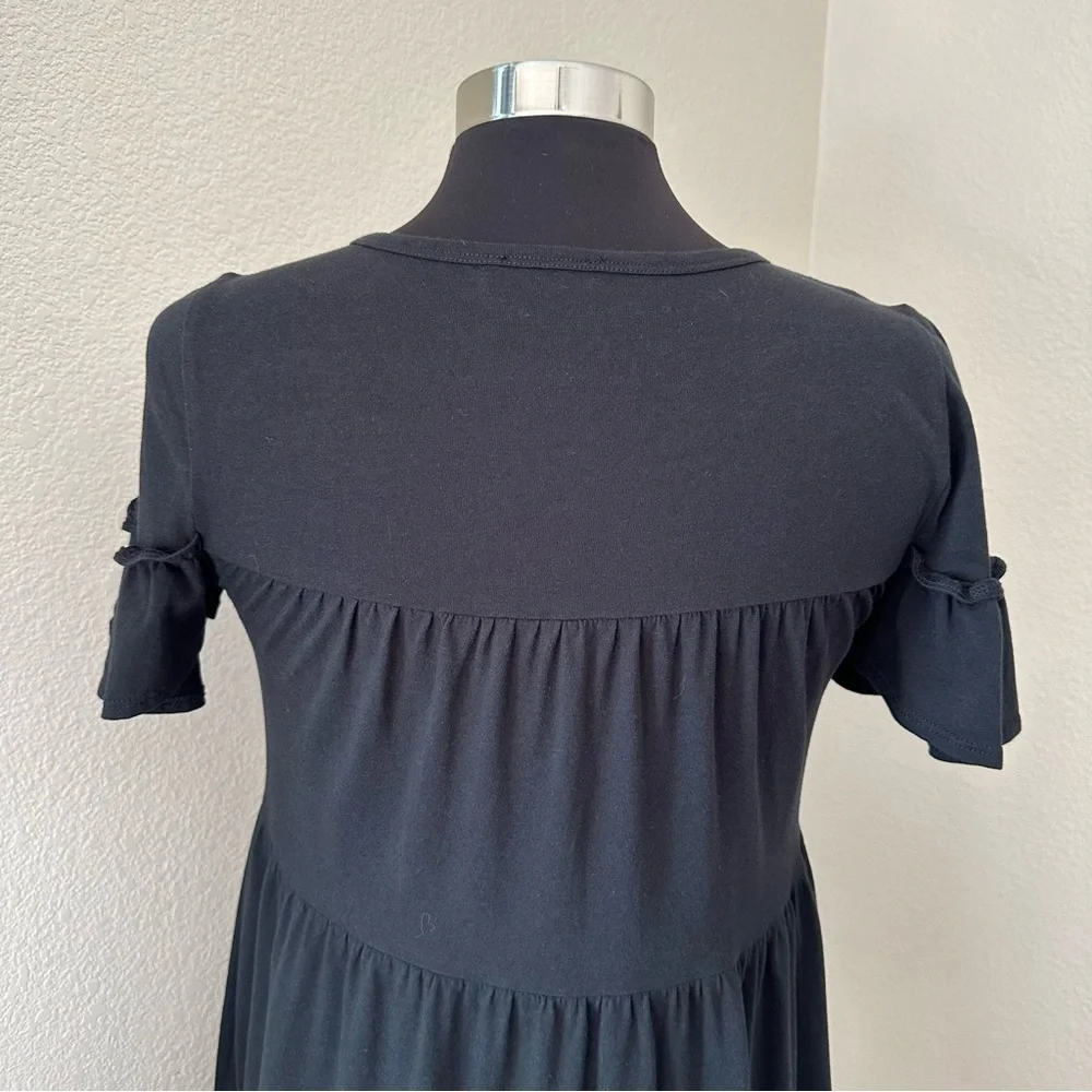 J. Crew Broken-In Jersey Knit Tiered Black Mini Dress Size XS